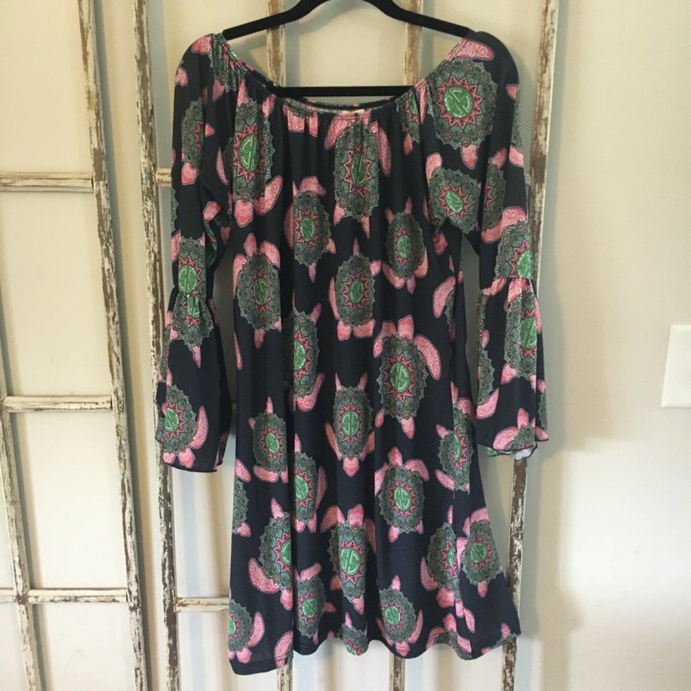 Simply Southern XL Off Shoulder Turtle Bell Dress